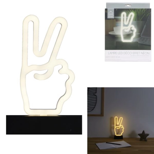 lampe led effet néon peace a piles m8 - home deco factory