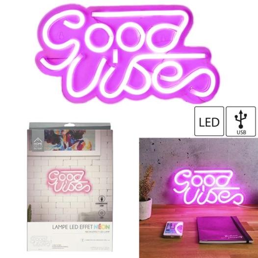 lampe led effet néon good vibes usb m8 - home deco factory