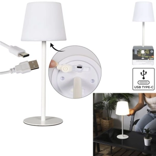 lampe int/ext rechargeable usb ip65 h40cm blanc m4 - home deco factory