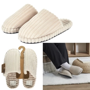 chaussons grosses cotes velours creme m12 - sensly