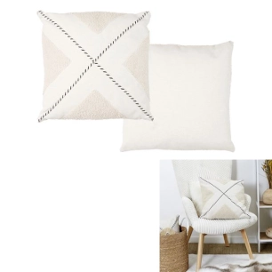 coussin beige et blanc bouclette 40x40cm m8 - home deco factory