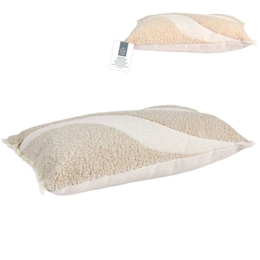 coussin beige et blanc bouclette 30x50cm m8 - home deco factory