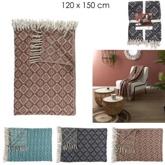 plaid à motifs 120x150cm m6 - home deco factory