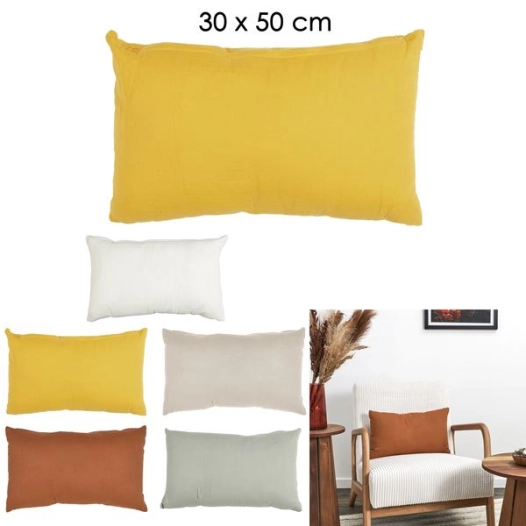 coussin dehoussable effet gaze de coton 30x50cm m6 - home deco factory