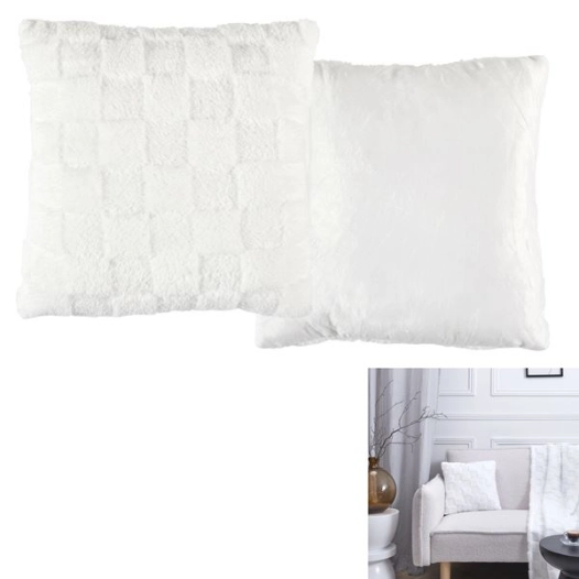 coussin flanelle damier blanc et beige 40x40cm m6 - home deco factory