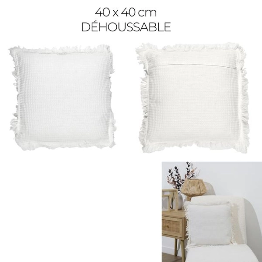 coussin gaufré ivoire 40x40cm m6 - home deco factory