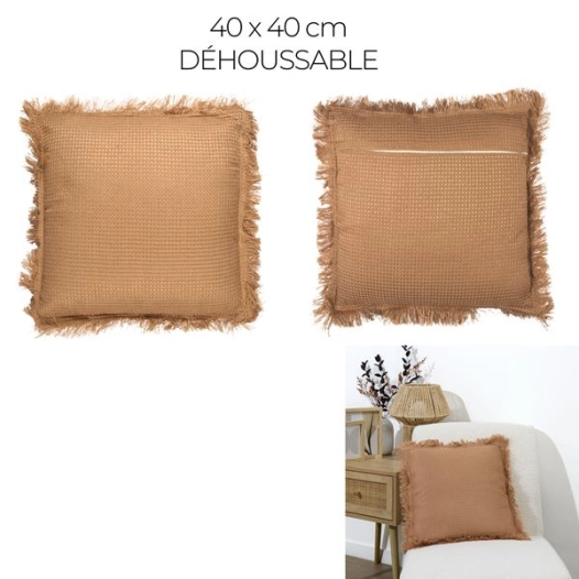 coussin gaufré ocre 40x40cm m6 - home deco factory