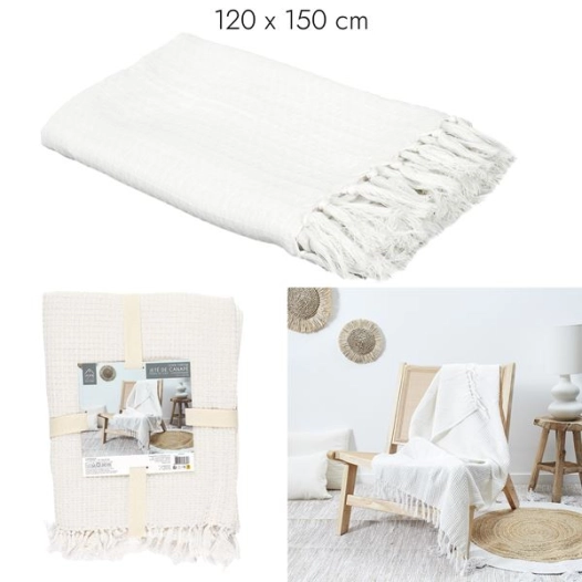 jeté de canapé gaufré ivoire 120x150cm m6 - home deco factory