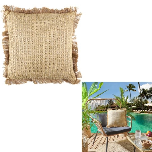 coussin effet raphia dehoussable 40x40cm m6 - home deco factory