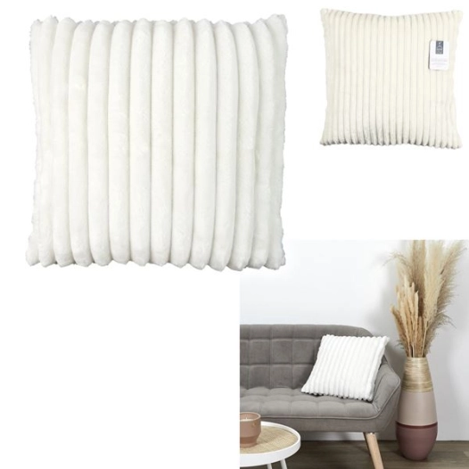 coussin flanelle écru grosse cote 40x40cm m6 - home deco factory