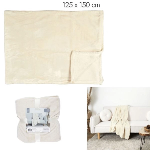 plaid flanelle beige 125x150cm m8 - home deco factory