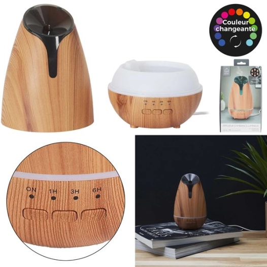 diffuseur impression bois usb 120ml m8 - home deco factory