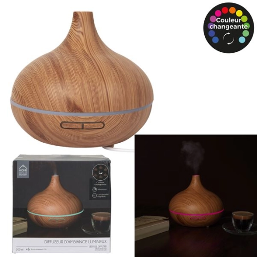 diffuseur finition bois led m8 - home deco factory