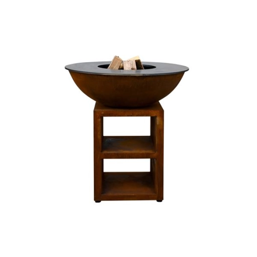 brasero piatto large corten ø94 + grille + spatule + housse - q10011v2 - quoco