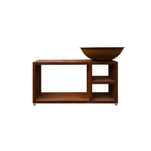 brasero piatto tavolo medium corten ø84 + grille + spatule + housse - q1001 - quoco