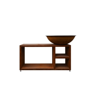 brasero piatto tavolo large corten ø94 + grille + spatule + housse - q10015 - quoco