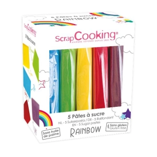 boîte de 5 pâtes à sucre de 5 couleurs x 80 g - scrapcooking