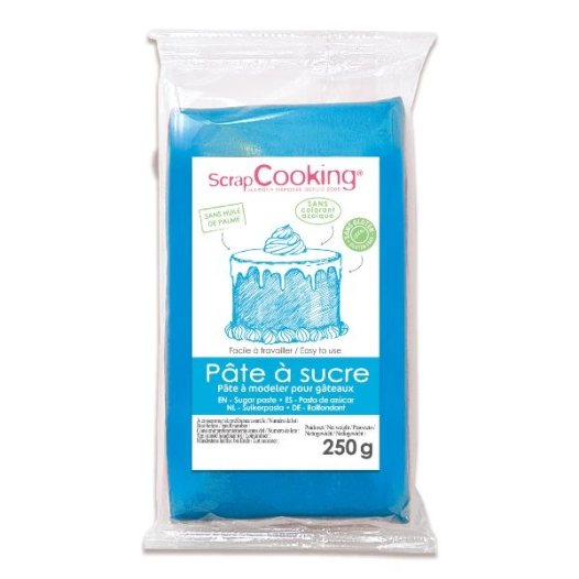 pâte à sucre arôme vanille 250 g bleue - scrapcooking