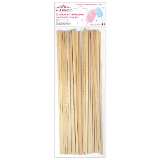 lot de 25 bâtonnets pour barbe à papa - scrapcooking