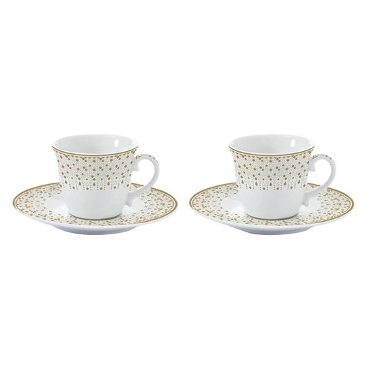 coffret 2 tasses à café 8 cl + sous-tasses - festive - easy life