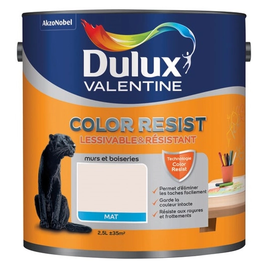 color resist mur bois mat 2.5l plâtre rose - dulux valentine