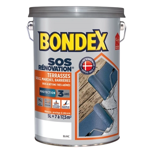 sos rénovateur terrasse 5l blanc - bondex