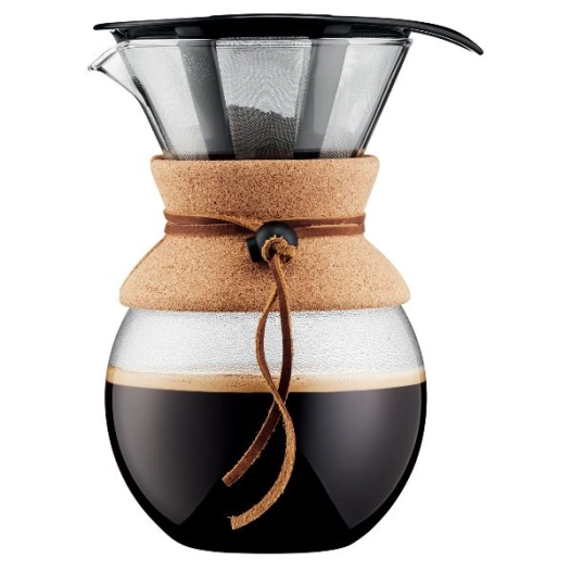 cafetière 8 tasses / 1 l liège & cuir - pour over - bodum