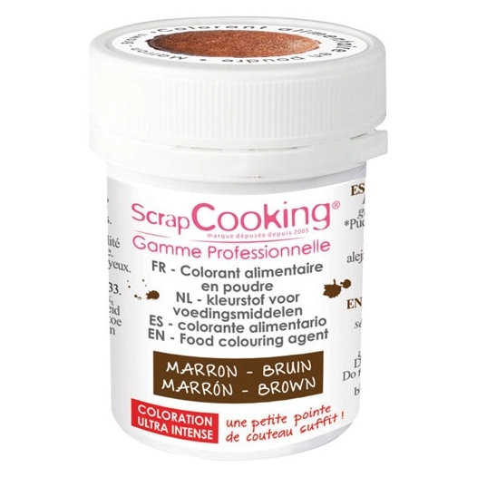 colorant alimentaire en poudre marron 5 g - scrapcooking