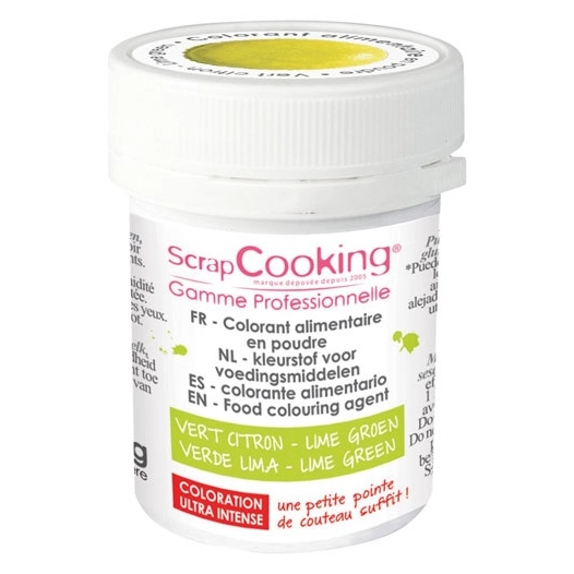colorant alimentaire en poudre vert citron 5 g - scrapcooking