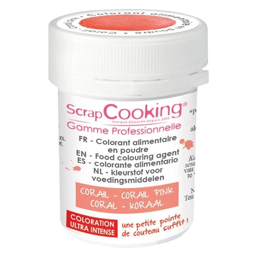 colorant alimentaire en poudre corail 5 g - scrapcooking