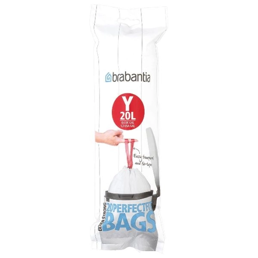 rouleau de 20 sacs poubelle code y - 20 l - perfect fit - spécial new icon - brabantia