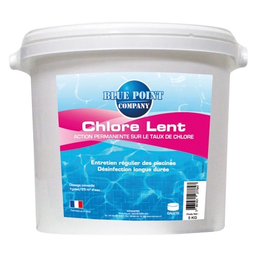 chlore lent galets de 250 g - seau 5 kg - blue point company