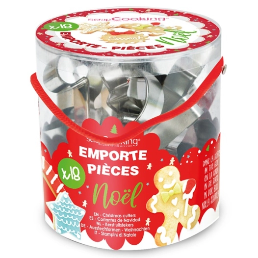 seau de 18 emporte-pièces noël - scrapcooking