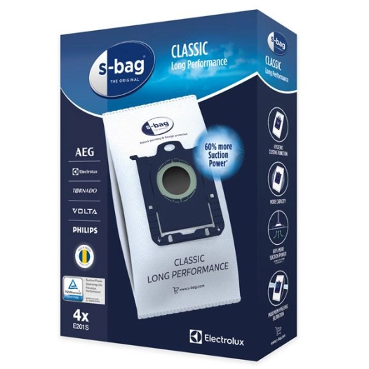 4 sacs aspirateur s-bag classic long performance 3 l - e201s - electrolux