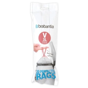 rouleau de 20 sacs poubelle code v - 3 l - perfect fit - spécial new icon - brabantia
