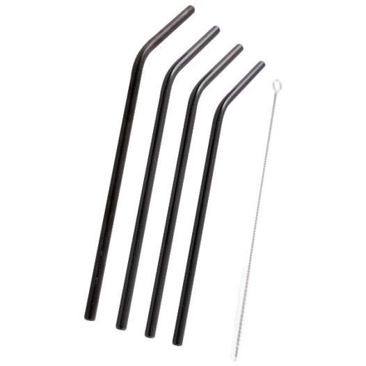 set de 4 pailles inox noires - point virgule