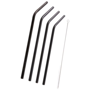 set de 4 pailles inox noires - point virgule