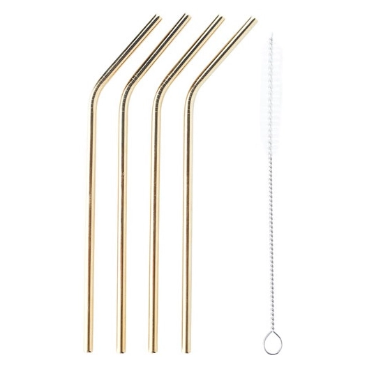 set de 4 pailles inox dorées - point virgule
