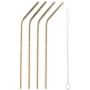 set de 4 pailles inox dorées - point virgule