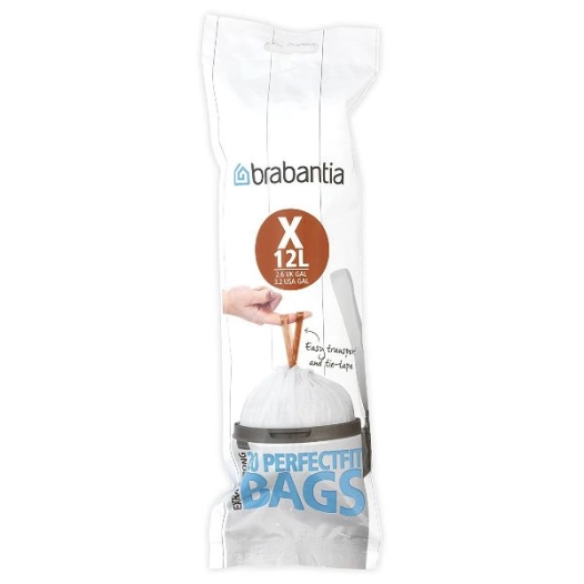 rouleau 20 sacs poubelle code x - 10/12 l - perfect fit - new icon bo touch - brabantia