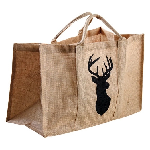 sac à bûches jute naturel + cerf - aubry gaspard