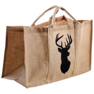 sac à bûches jute naturel + cerf - aubry gaspard