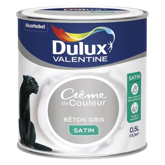 valentine crème de couleur 0.5l béton gris - dulux valentine