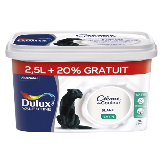 valentine crème de couleur 2.5l +20% blanc - dulux valentine