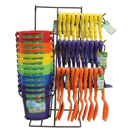 présentoir seaux + outils plastiques pour enfants - spear & jackson