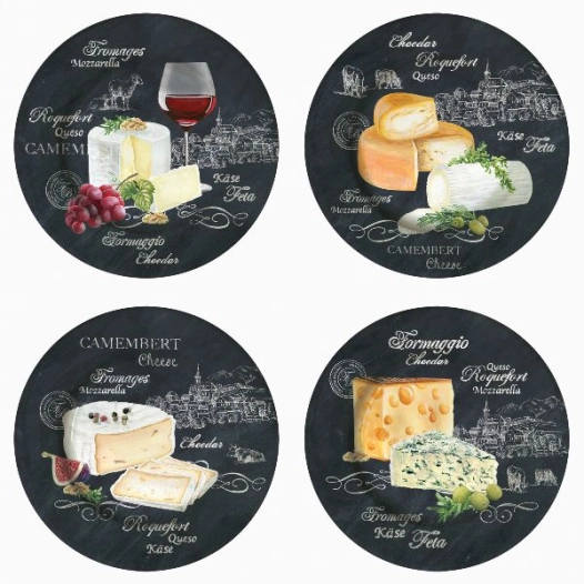 coffret 4 assiettes à fromage 19 cm - easy life