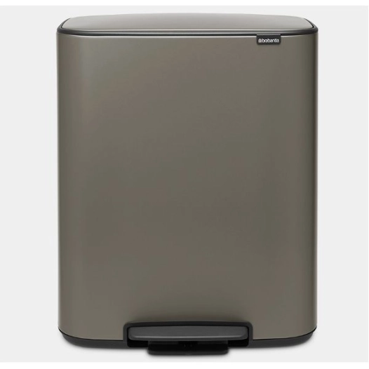 poubelle à pédale 2 x 30 l platinium - bo - brabantia