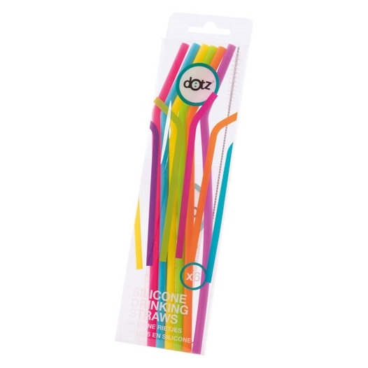 set 6 pailles 19.5 cm - multicolores - dotz - point virgule