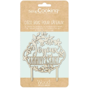 décoration bois joyeux anniversaire - cake topper - scrapcooking