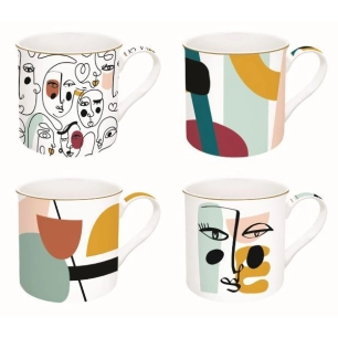 coffret 4 mugs 30 cl - modernism - coffee mania - easy life